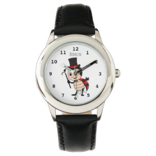 Montre Bébé mignon avec chapeau et dessin animé de cravat