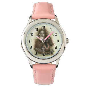 Montre Bébé orang-outan avec des feuilles