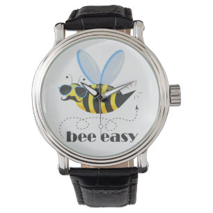 Montre Bee caractère avec mustache lunettes de soleil Bee