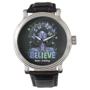 Montre Belle Afro Femme Reine Noire Prière Hommage