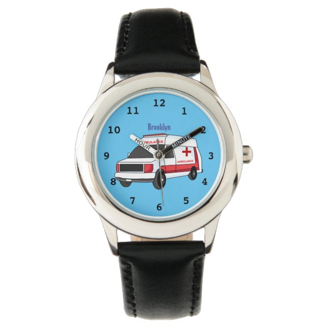 Montre Belle ambulance rouge caricature van (devant)