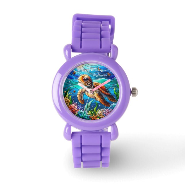 Montre Belle Bébé Tortue de mer Natation (Recto)