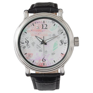 Montre Belle couleur pastel floral aztec