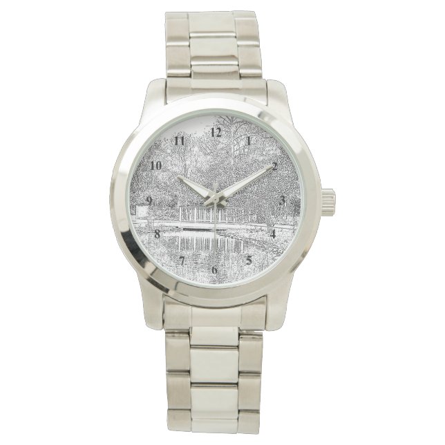 Montre Belle éton en noir et blanc (devant)