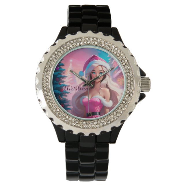 Montre Belle fille de Noël rose 01 (devant)