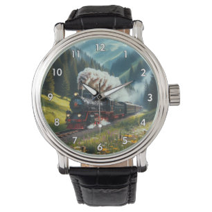 Montre Belle machine à vapeur antique Locomotive