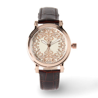 Montre Belle Mosaïque Classique Brown Pêche, Femmes
