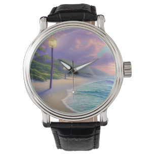 Montre Belle Plage Océan Vagues Nuages de nuit