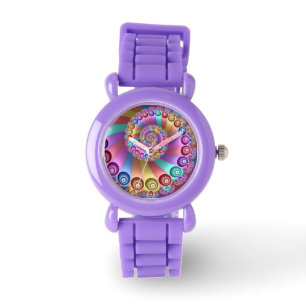 Montre Belles couleurs arc-en-ciel Art fractal Abstrait