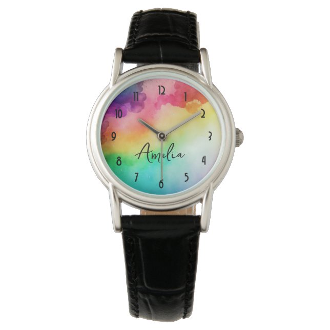 Montre Belles couleurs arc-en-ciel Design abstrait (devant)