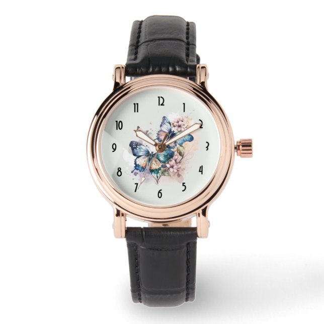 Montre Belles papillons et fleurs (Recto)