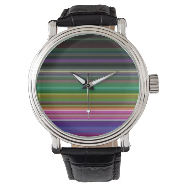 Montre Belles rayures colorées rétro (devant)