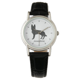 Montre Berger Allemand Noir Chien GSD Avec Nom Personnali