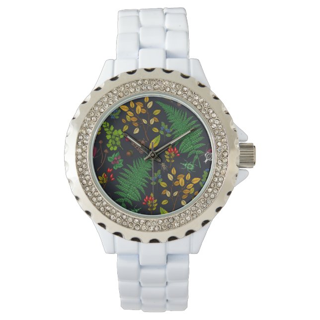 Montre Berries forestières, feuilles et buissons sur grap (devant)