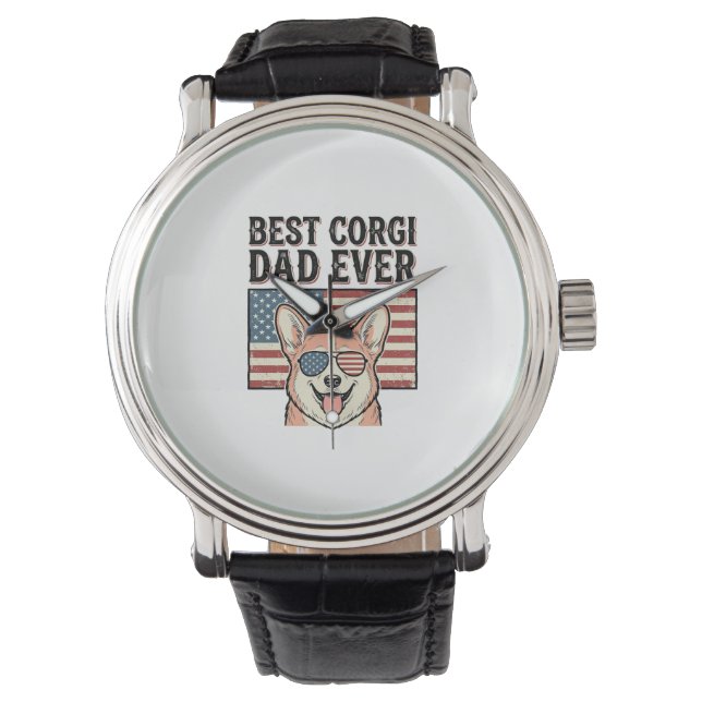 Montre Best Corgi Dad Ever Patriotic Vintage Dog Shirt_1 (devant)