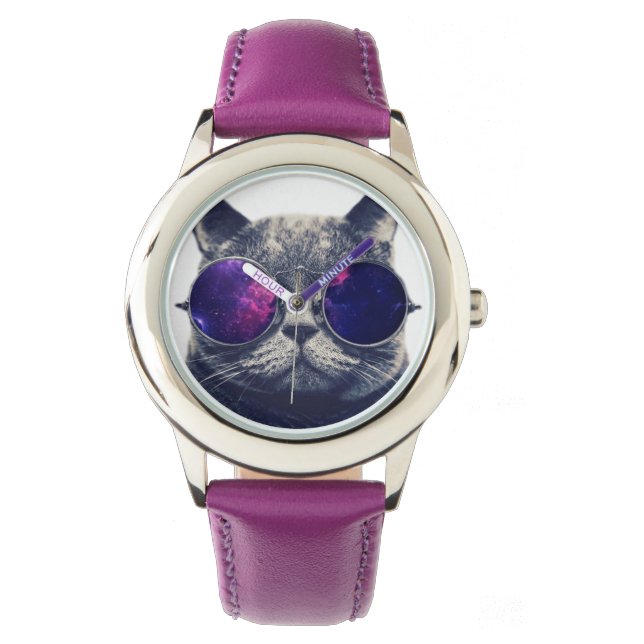 Montre Bezel personnalisé avec rubans violets (devant)