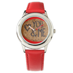 Montre Bezel personnalisé YOU&ME avec Coeurs rouges