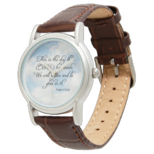 Montre Bible Verse Psaume 118-24 Sur Sky Wrist Watch