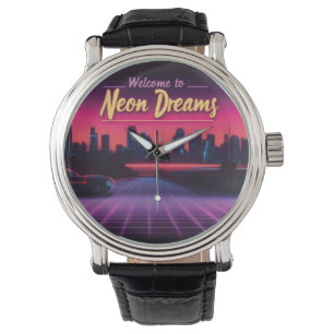 Montre Bienvenue à Neon Dreams - Retro Wave Cityscape