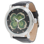 Montre Bijou Shamrock Gold Saint Patrick avec perles (Incliné)