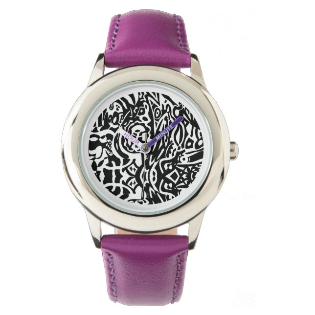 Montre "Birdcreature" B&W Abstrait (devant)