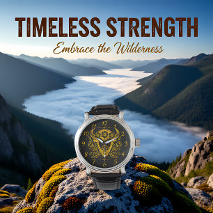 Montre Bison avec couronne florale en conception complexe