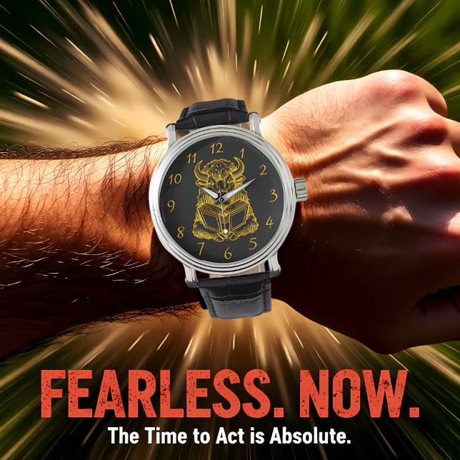 Montre Bison Lire un livre avec une expression curieuse (Créateur téléchargé)