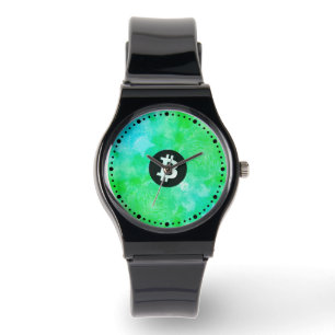 Montre Bitcoin Aquarelle (Style $ - Green Day)