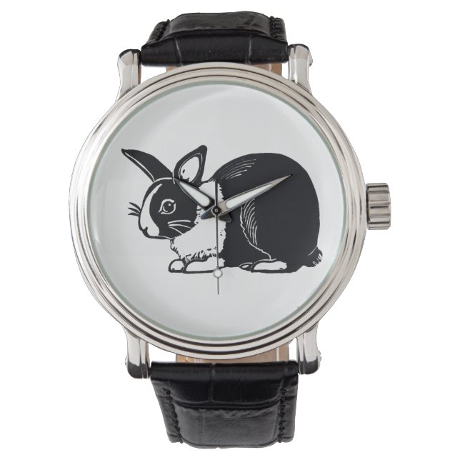 Montre Black and White Dutch Rabbit Wristwatch (devant)