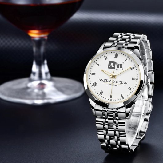 Montre Black and White Monogram Wedding