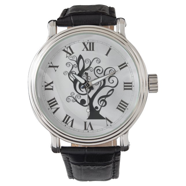 Montre Black and White Music Treble Clef Tree Watch (devant)