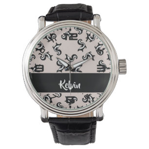 Montre Black and white skunks on rose rose