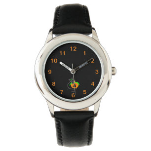 Montre Black Cat Citrouille Kid's Black Leather Strap