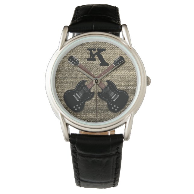 Montre Black Electric Guitares Single Initial Son (devant)