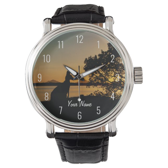 Montre Black & Gold Sunset Australie Kangaroo Paysage (devant)