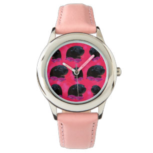 Montre Black Guinée Pigs On Pretty Pink Rose