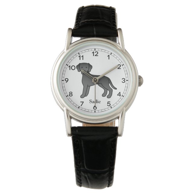 Montre Black Labrador Retriever mignon dessin animé Chien (devant)