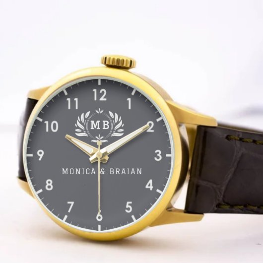 Montre Black Luxury Initials Weddings  Anniversaries