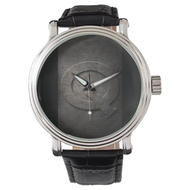 Montre Black Metal Rustic Q Monogram Regarder (devant)