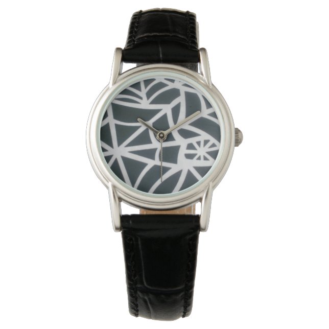 Montre Black Spider Web Black Leather Wrist Watch (devant)