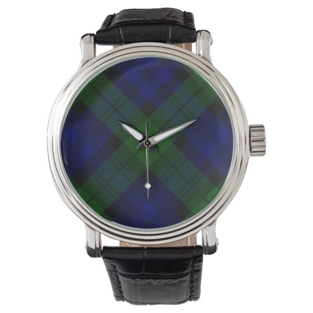Montre Black Watch Tartan bleu vert Plaid (devant)