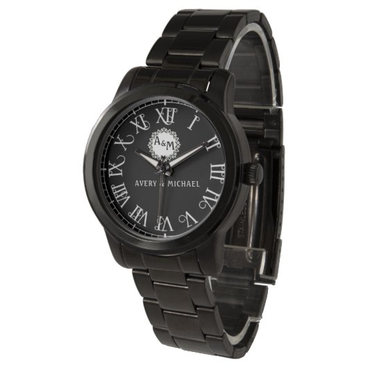 Montre Black & White Classic Monogram Newlyweds (Incliné)