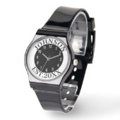 Montre Black & White Minimal Personalized Family Name Est (Angle)