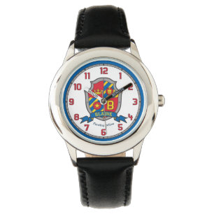 Montre Blaine garçons nom personnalisé crête rouge bleu j