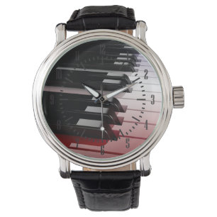 Montre Blanc de clavier de piano et bleu rouges
