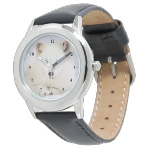 Montre Blanc mignon renard polaire arctique dans la neige