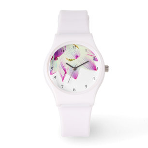 Montre Blanc spirituel de nénuphar de fleur de Lotus de