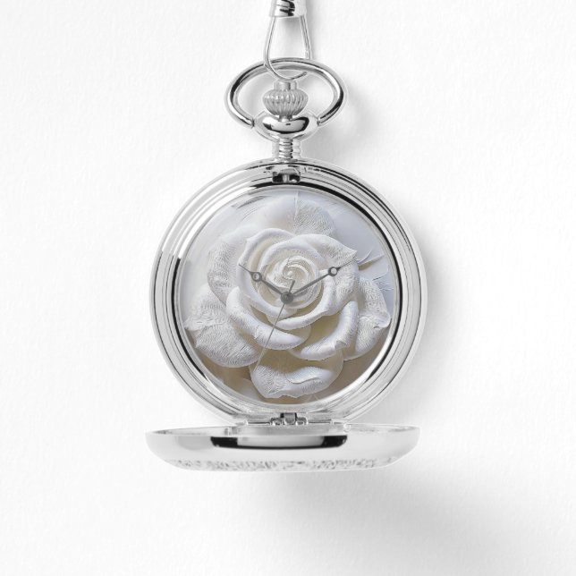 Montre Blanc sur blanc - Rose sculpté (Recto)