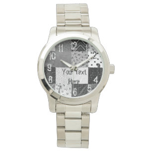 Montre blanc vintage de noir de conception de tissu de