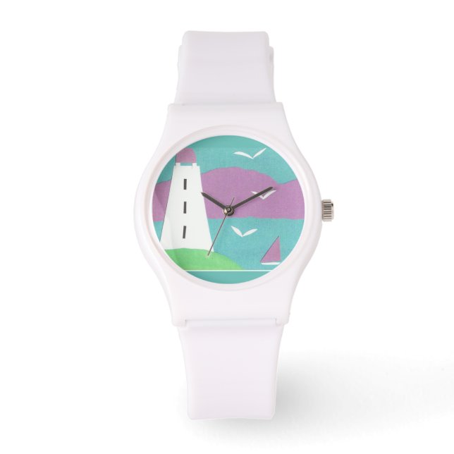 Montre blanche avec conception de phare (Recto)